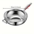 Wok | Round Bottom Three Layer Construction, Stainless Steel, Silver